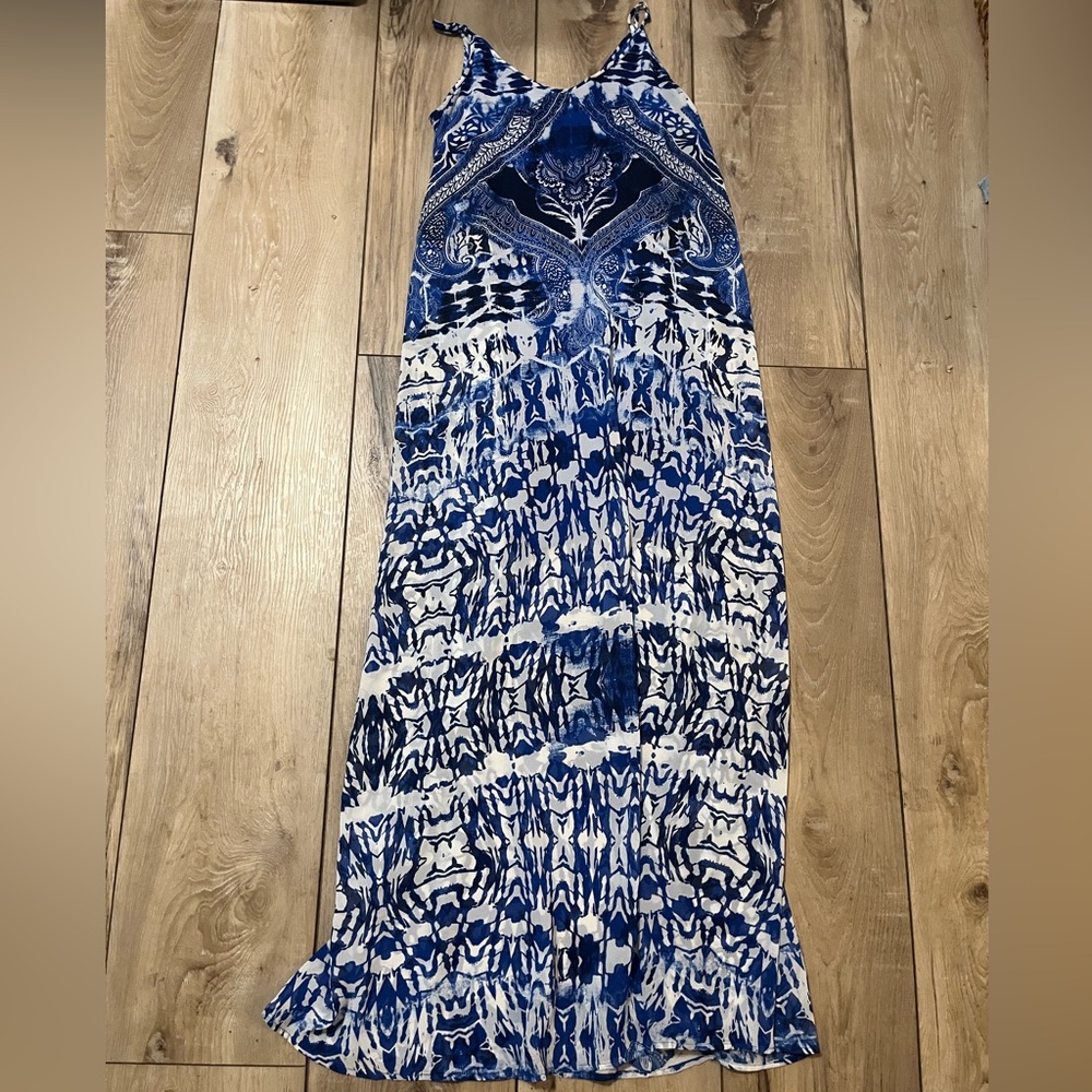 Express Blue and White Maxi Dress